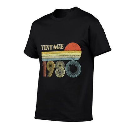 1980 40th Birthday Gift Vintage Retro Men Women 40 Years Old  Cotton T-Shirt
