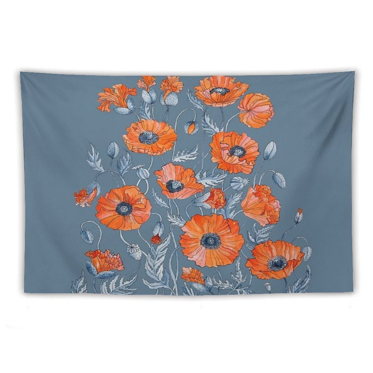 Poppies Floral Botanical Art Tapestry