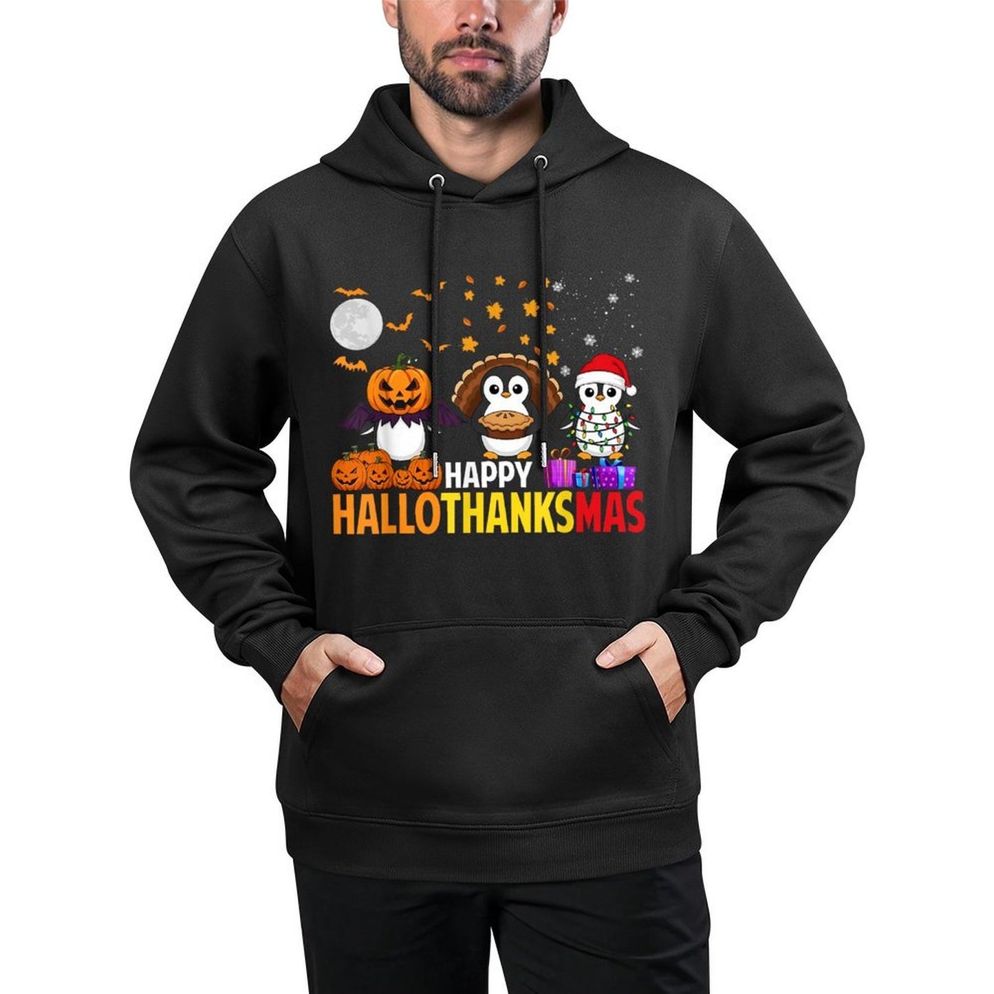 Penguin Christmas Halloween Costume Happy Hallothanksmas All-Day Comfort Hoodie
