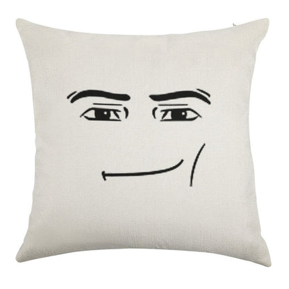 Man Face Linen Throw Pillow Cover