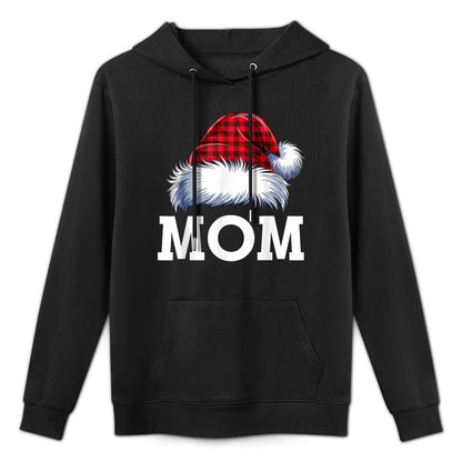 Mom Santa Red Plaid Christmas Family Matching Pajamas Xmas Versatile Streetwear Hoodie