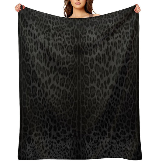 Black Leopard Print Skin Throw Blanket