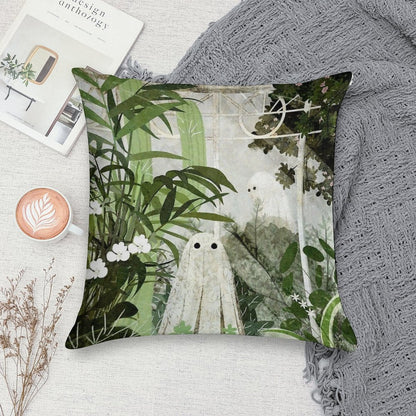 There's A Ghost in The Greenhouse Again Soft Hidden Zipper Throw Pillow