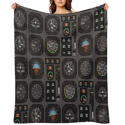 Pilot Flight Instruments Throw Blanket