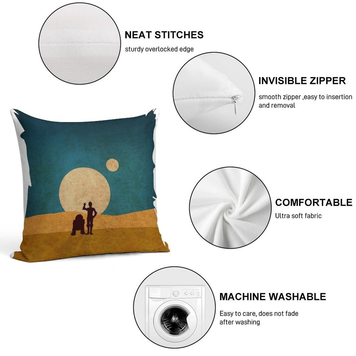 Droids In The Dunes Soft Ultra-Soft Texture Throw Pillow
