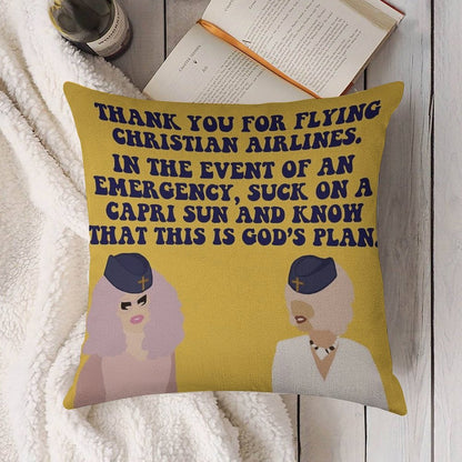 Trixie And Katya Christian Airlines Linen Throw Pillow Cover