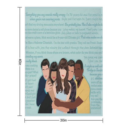 New Girl Cast And Quotes Throw Blanket