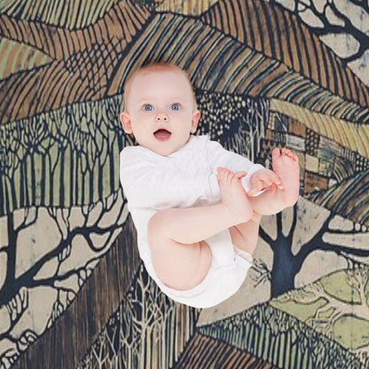 Marching Trees 1970's Batik Throw Blanket