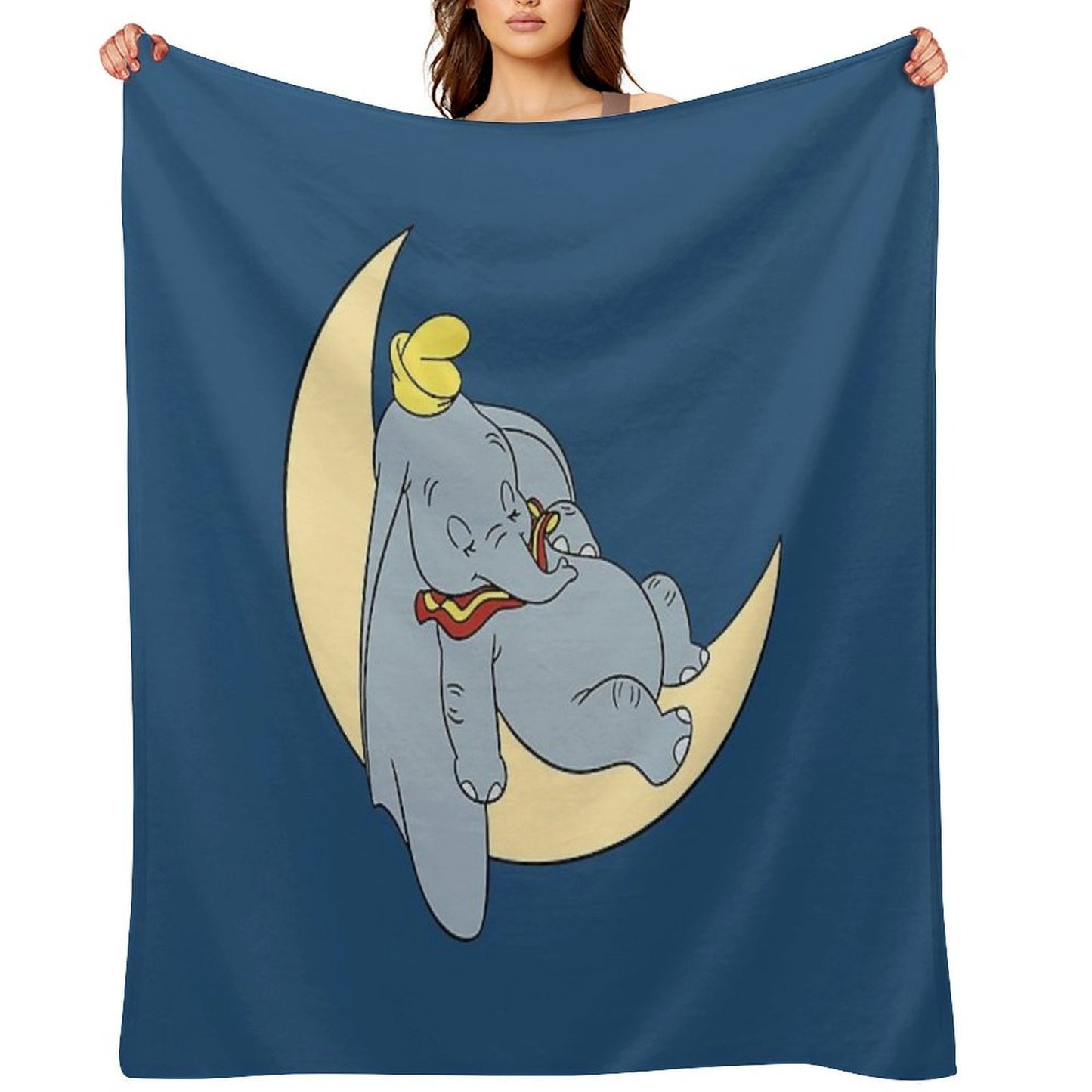 Sleeping Dumbo & Moon Throw Blanket
