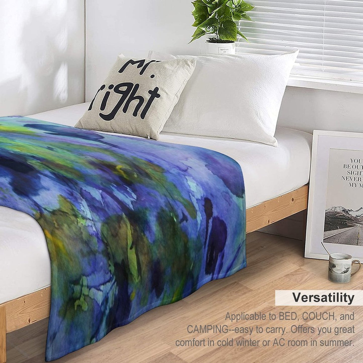 Watercolor in Purple And Green Throw Blanket