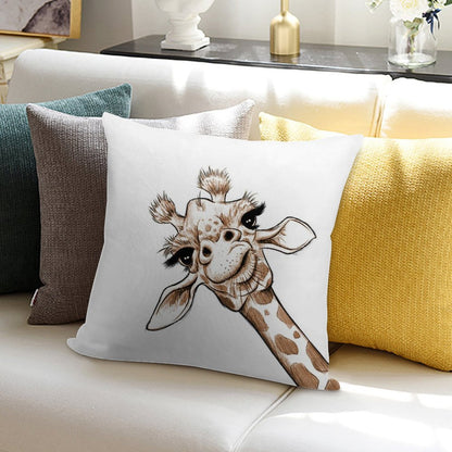 Sketch Giraffe Art Soft Washable Throw Pillow