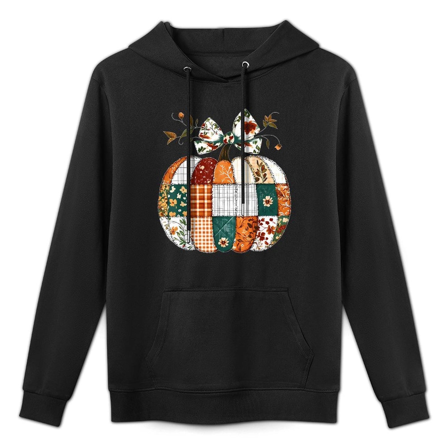 Patchwork Quilt Floral Pumpkin Coquette Bow Fall Halloween All-Day Comfort Hoodie