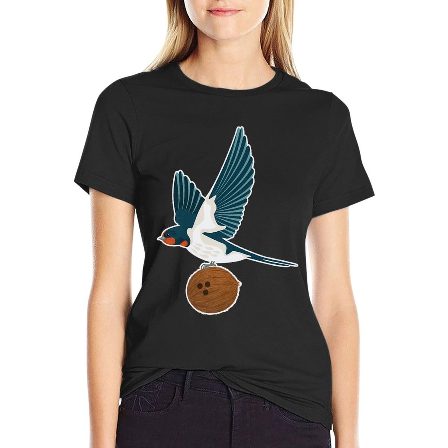 European Swallow Carrying A Coconut Holy Grail Premium T-Shirt