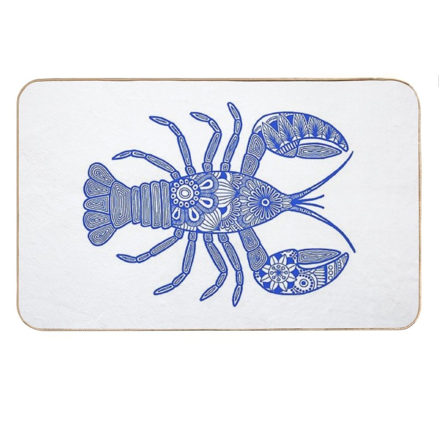 Lobster (blue And White, Horizontal) Bath Mat