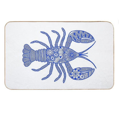 Lobster (blue And White, Horizontal) Bath Mat