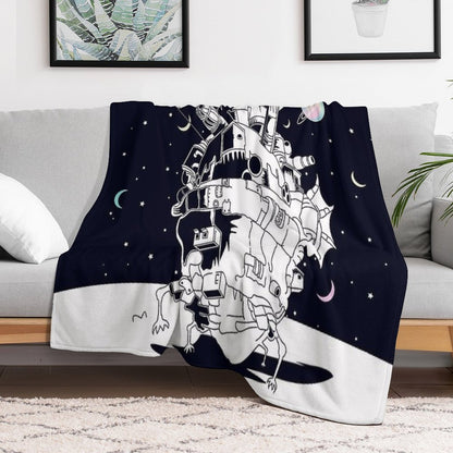 Castle in A Starry Night Throw Blanket