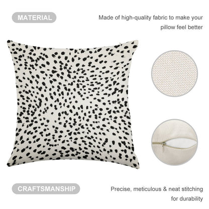Nadia - Black And White, Animal Print, Dalmatian Spot, Spots, Dots, BW Linen Throw Pillow Cover