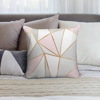 Pink, Grey & Gold Geo Soft Durable Construction Throw Pillow