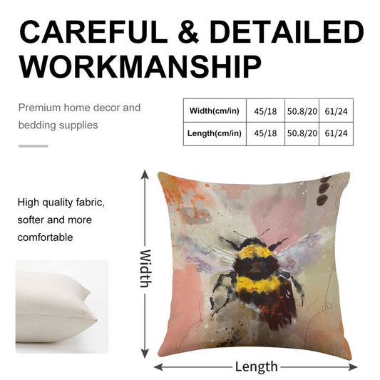 Bees Are Buzzing Linen Throw Pillow Cover