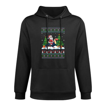 Santa Riding Toucans Tree Lights Ugly Christmas Sweater All-Day Comfort Hoodie
