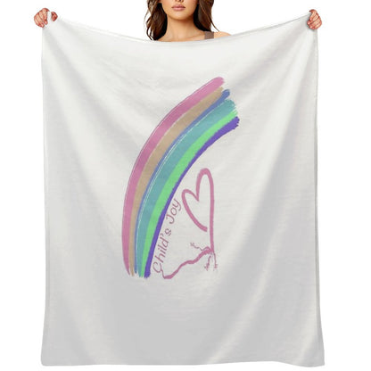 Child's Joy - Colorful Rainbow And Heart Throw Blanket