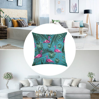 Tropical Flamingo Pattern #4 #tropical #decor #art Linen Throw Pillow Cover