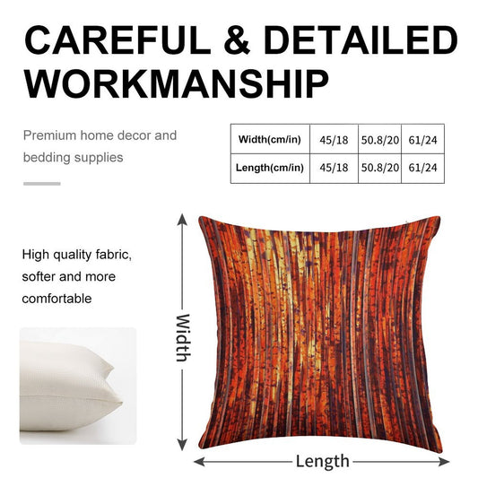 Abstract Orange Stripes Linen Throw Pillow Cover