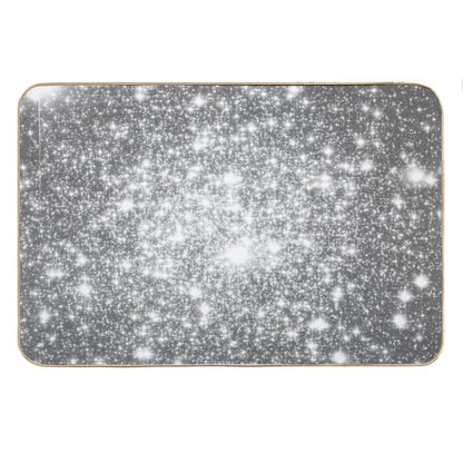 Galaxy Sparkle Stars Silver Gray Bath Mat
