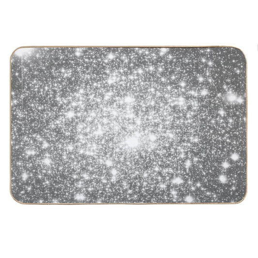 Galaxy Sparkle Stars Silver Gray Bath Mat