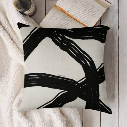 Black And White Linen Throw Pillow Cover