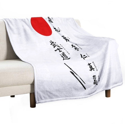 Bushido And Japanese Sun Throw Blanket