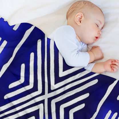 Blue African Mud Cloth Design Throw Blanket