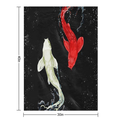 Koi Fishes Throw Blanket