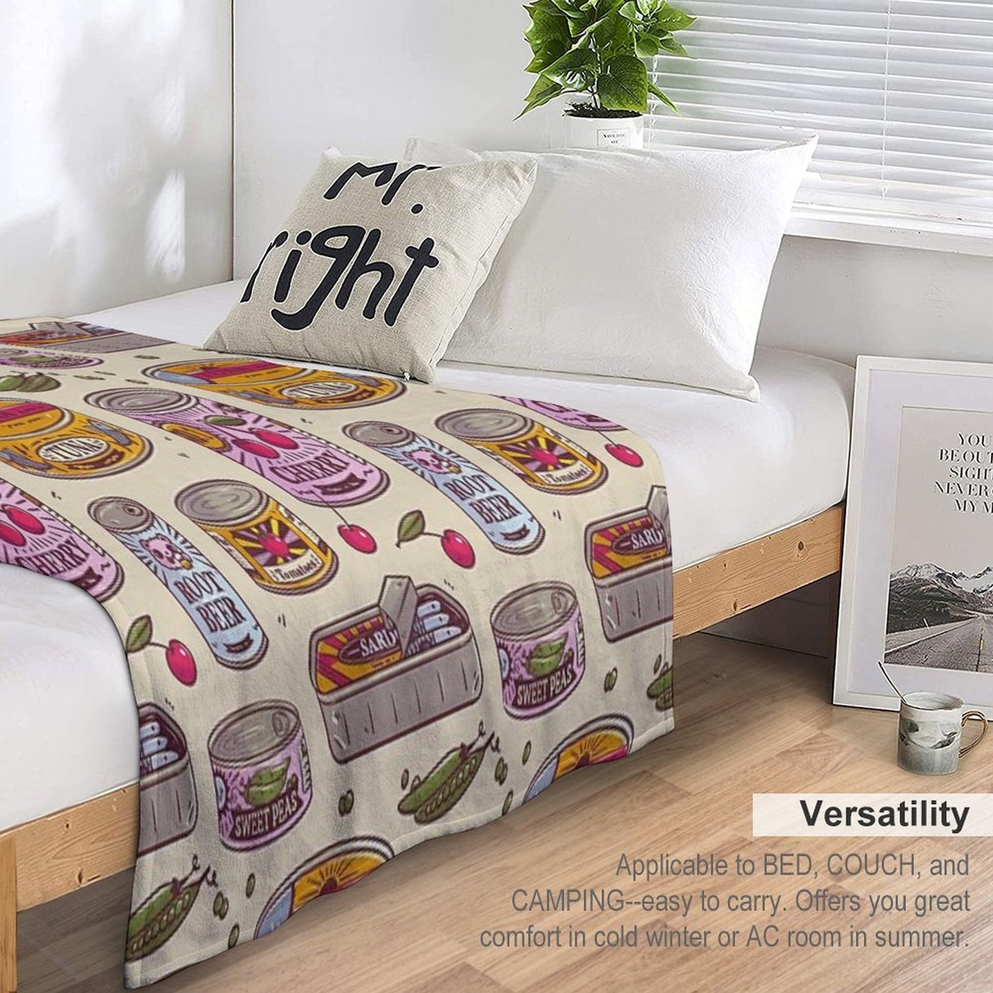 Vintage Canned Goods Pattern Throw Blanket