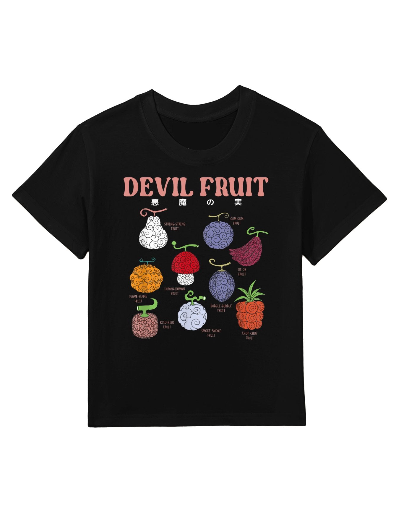 One Piece Anime Devil Fruit Varieties Illustration Kids T-Shirt