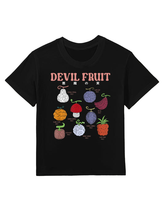 One Piece Anime Devil Fruit Varieties Illustration Kids T-Shirt