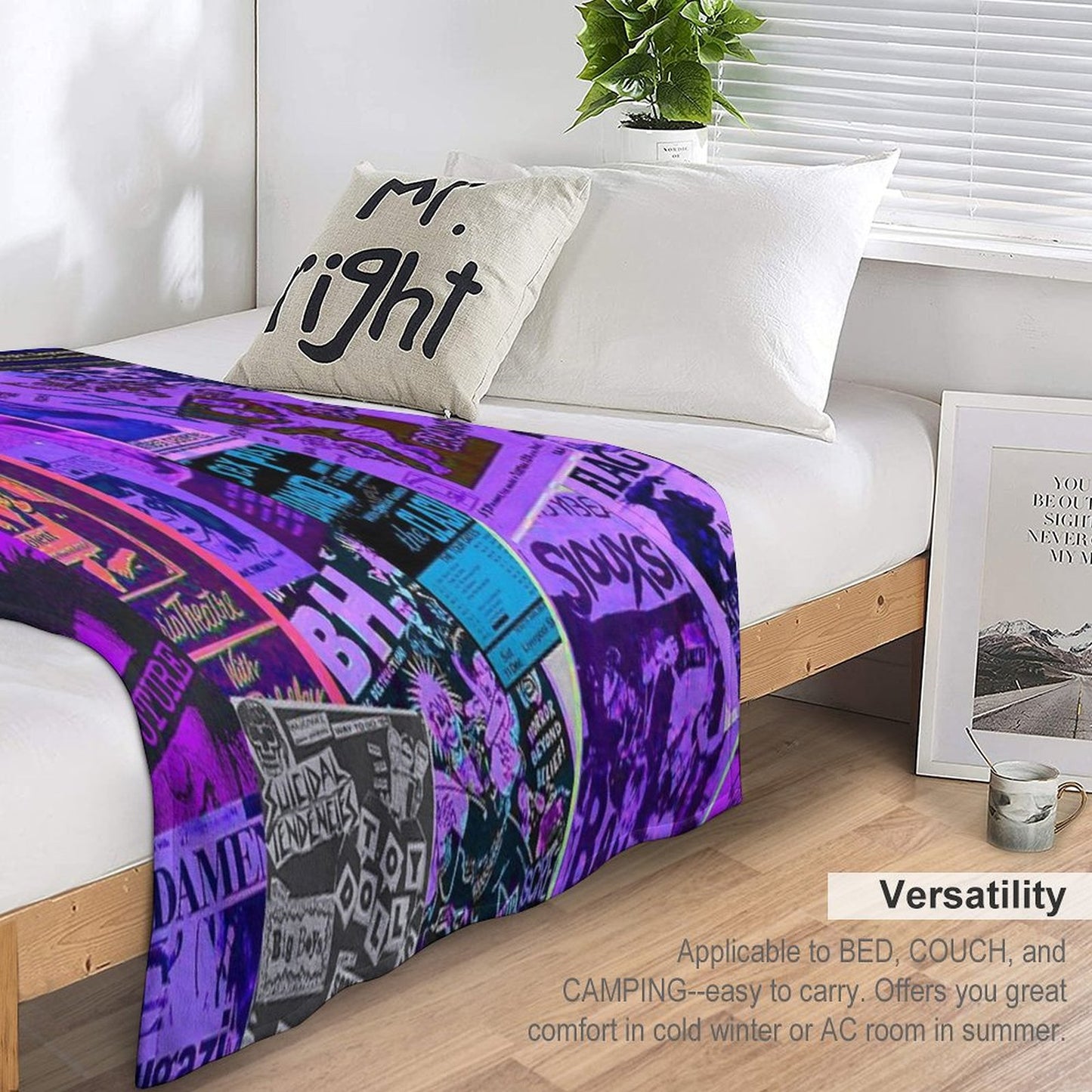 Punk Rock Bands Flyers Collage Vaporwave Aesthetic Punk Colors Throw Blanket