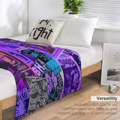 Punk Rock Bands Flyers Collage Vaporwave Aesthetic Punk Colors Throw Blanket