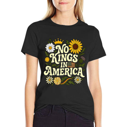 No King In American Retro Floral 70s Democracy Women  Versatile T-Shirt