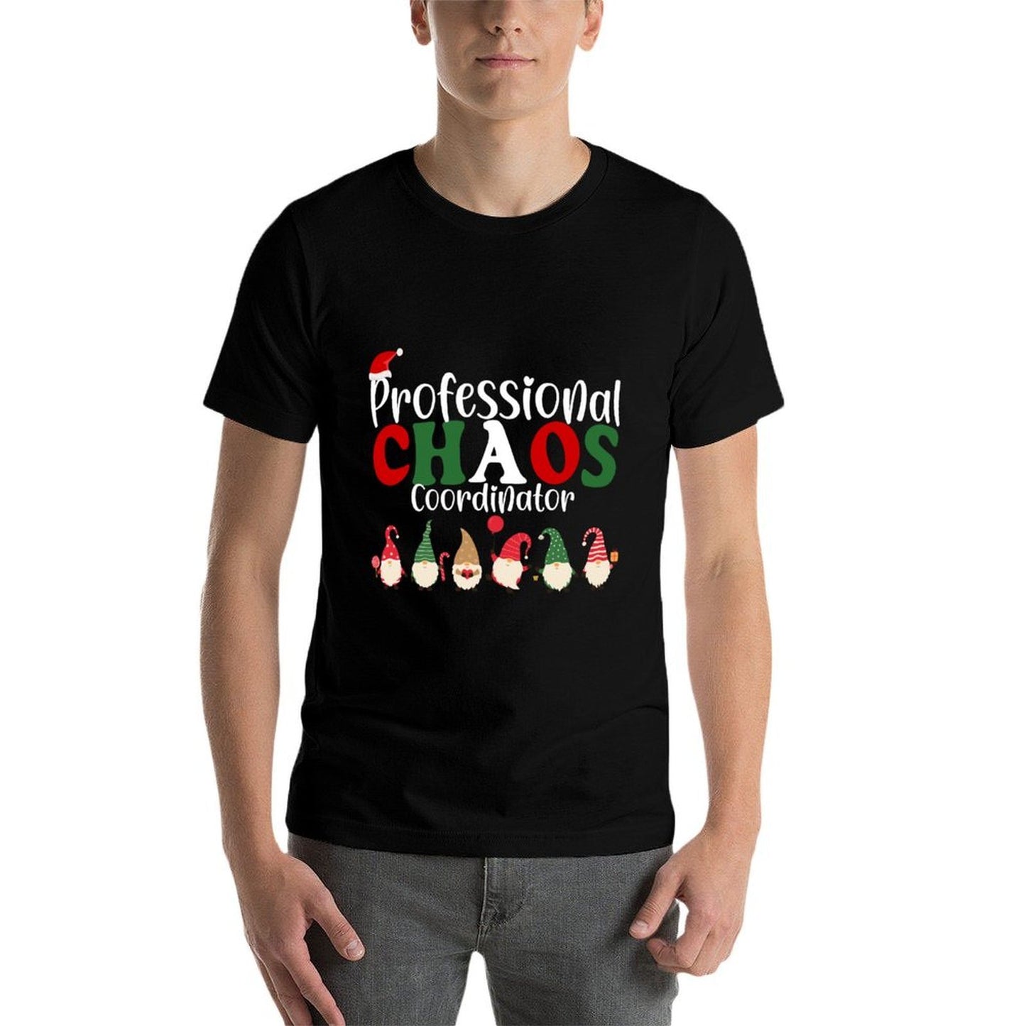 Chaos Coordinator Staffs Teacher Funny Christmas Cute Gnome  Heathered Texture T-Shirt
