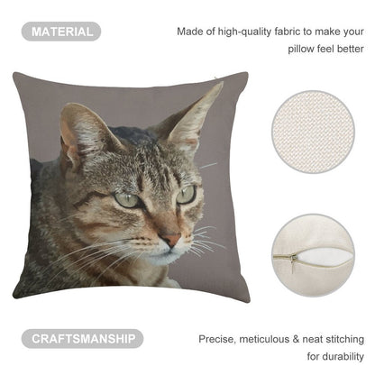Stunning Tabby Cat Close Up Portrait Vector Isolated Linen Throw Pillow Cover