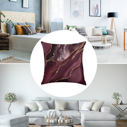 Burgundy Maroon Geode Agate Linen Throw Pillow Cover