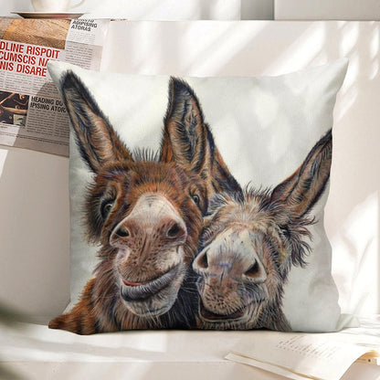 Donkeys - Hee Haw Linen Throw Pillow Cover