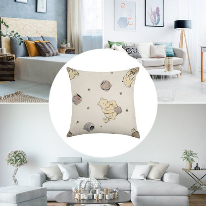 Vintage Pooh Linen Throw Pillow Cover