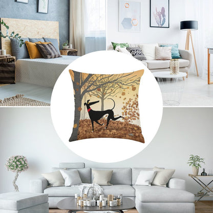 Autumn Hound Linen Throw Pillow Cover