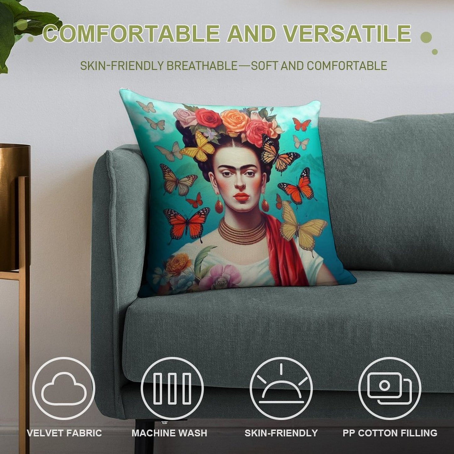 Frida Kahlo 4 Soft Washable Throw Pillow