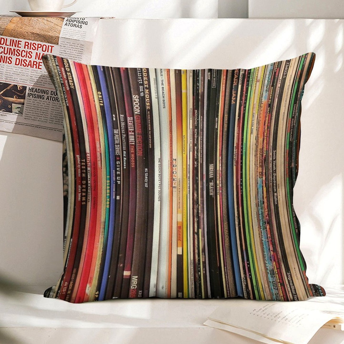 Ultimate Vinyl Record Collection Linen Throw Pillow Cover