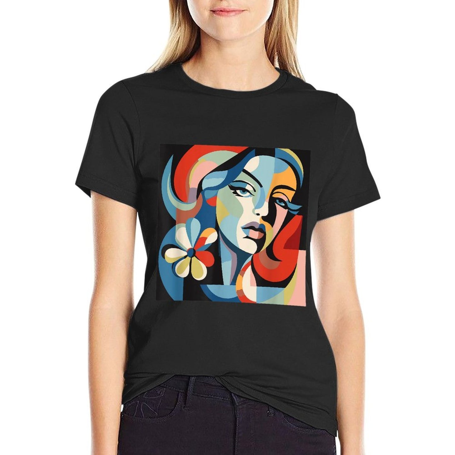 Abstract Woman Face Art Illustration Graphic Designs  Easy-care T-Shirt
