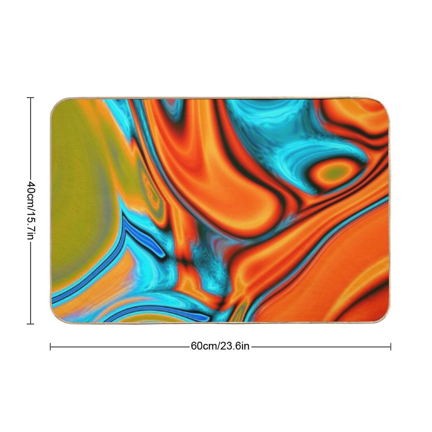 Vivid Modern Southwest Hipster Turquoise Orange Swirls Bath Mat