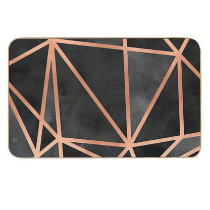 Black And Copper Geo  Non-Slip Bath Mat